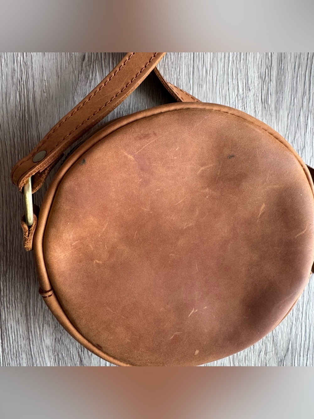 Portland Leather Circle Crossbody Brown Small - Picture 10 of 12